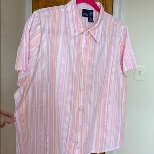 Basic Editions Pink and White Striped Shirt